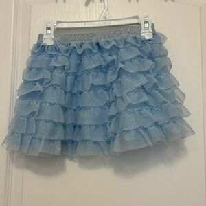 H&M Light Blue Ruffled Skirt with Glitter Silver Waistband